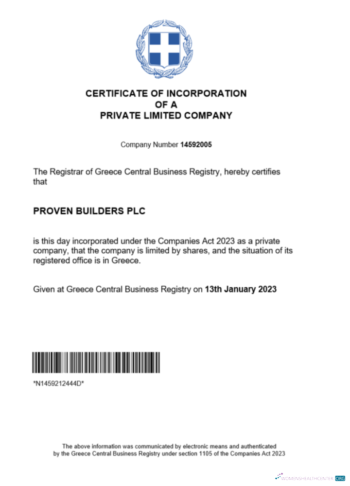 Download Greece certificate of registration Word and PDF template Photoshop template